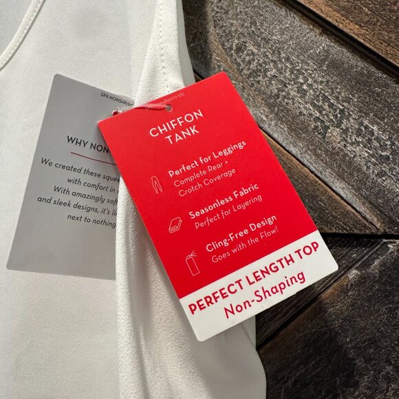 Spanx Perfect Length Top Large Chiffon Flowy Sleeveless Tank Powder White - Picture 4 of 5